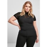 Urban Classics Women's turtleneck T-shirt Flock with lace black Cene