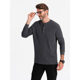 Ombre Men's waffle knit neck button-up longsleeve - graphite | Eponuda.ba