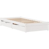 vidaXL Posteljni okvir s predali bel 75x190 cm trdna borovina, (21292187) | Shoptok.si