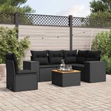  6-dijelni set vrtnih sofa s jastucima crni od poliratana | shoptok.hr