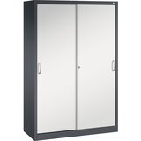 C+P ACURADO omara z drsnimi vrati, 6 nihajnih vodil, VxŠxG 1950 x 1200 x 500 mm, črno sive / svetlo sive barve | Shoptok.si