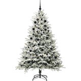 vidaXL Umjetno božićno drvce s rasvjetom i setom kuglica Zelena 210 cm | shoptok.hr