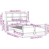 vidaXL Knjižna postelja brez vzmetnice bela 140x200 cm trdna borovina | Shoptok.si