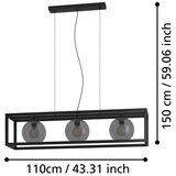 Eglo 390215 - visilica na sajli arangona 3xE27/40W/230V zadimljeno/crno Slike