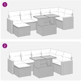  Vrtna garnitura - 8-dijelni set vrtnih sofa od poliratana s jastucima sivi - Siva sa spremištem 1 | shoptok.hr