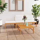 Maison Chic Seti vrtnega pohištva - Vrtna garnitura - Vrtni pohištvo set 4-delna s krem blazinami trdna tikovina, (21810111) | Shoptok.si