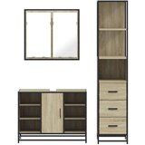  3-dijelni set kupaonskog namještaja boja hrasta sonome drveni | shoptok.hr