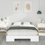vidaXL Posteljni okvir Bela 135 x 190 cm Trdna borovina | Shoptok.si