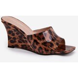 Boto Lacquered women's wedge sandals leopard brown Nelithin | ePonuda.com