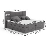 Kondela Električno nastavljiva postelja, boxspring, siva, 180 x 200, MURKO NEW | Shoptok.si