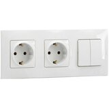 Legrand dvostruka kućna utičnica 250V/16A SCHUKO i dvostruki prekidač br. 5 sa okvirom NILOE u beloj boji Cene