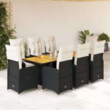 vidaXL Vrtna bistro garnitura 9-delna z blazinami črn poli ratan | Shoptok.si