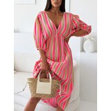 Beloved Glow Stripes bombažna obleka zelena | Shoptok.si