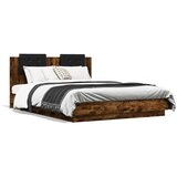 vidaXL Okvir kreveta s uzglavljem LED boja dimljenog hrasta 140x200 cm | shoptok.hr