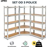 Epro metalna montažna polica SET 1 kom ugaona 180x90x40 + 2 kom standardne 180x90x40, metal-drvo Cene