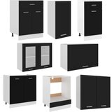  8-dijelni set kuhinjskih ormarića crni od iverice | shoptok.hr