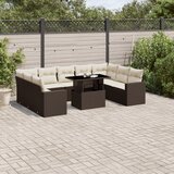  10-dijelni set vrtnih sofa od poliratana s jastucima smeđi | shoptok.hr