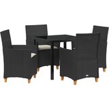 vidaXL set od 5 vrtnih blagovaonskih stolica s jastučićima / Crna / Poli ratan | shoptok.hr