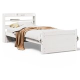 Maison Chic Posteljni okvir - Enojna postelja - Postelja za odrasle z vzglavjem bel 75x190 cm trdna borovina, (21696300) | Shoptok.si