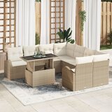 vidaXL 9-delni vrtni sofa set z blazinami bež poli ratan Cene