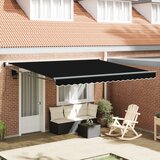 vidaXL Manuelna uvlačiva tenda Crna 400x300 cm, Tenda za zamjenu tkanine za okvir 4x3 m Crna Cijene