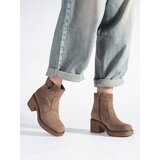 Sergio Leone Beige suede ankle boots on a heel by Cene