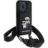 Karl Lagerfeld Ovitek za iPhone 16 Pro s trakom in držalom za kartice, eleganten, Črna, (5000189984) Cene