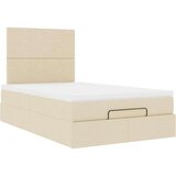 vidaXL Otomanski posteljni okvir z vzmetnico krem 120x200 cm blago | Shoptok.si