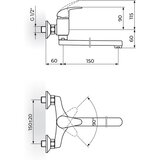 Rosan baterija za sudoperu i lavabo PERLA - izliv 150mm JP321015 ROS113 | ePonuda.com
