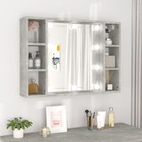 vidaXL Omarica z ogledalom in LED lučkami betonsko siva 76x15x55 cm Cene