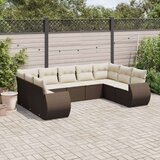  9-dijelni set vrtnih sofa s jastucima poliratan smeđi | shoptok.hr