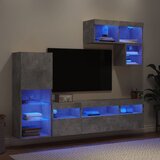  The Living Store Komplet TV omaric LED 6-delni betonsko siv inženirski les - Stenska TV Enota, (21508362) Cene