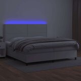  Box spring s madracem LED bijeli 200x200 cm umjetna koža | shoptok.hr