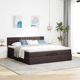  Otomanski krevet s madracem tamnosmeđi 200x200 cm tkanine | shoptok.hr
