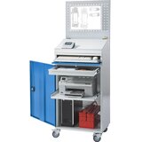 eurokraft pro Računalniška delovna postaja, jeklena pločevina, VxŠ 1770 x 650 mm, brez ohišja za zaslon, barva vrat svetlo siva | Shoptok.si