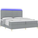 vidaXL Spring Krevet s Madracem &amp LED Svjetlom Svjetlosiva 200x200 cm Tkanina | shoptok.hr