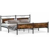 vidaXL Kovinski posteljni okvir brez vzmetnice dimljen hrast 193x203cm, (21791024) | Shoptok.si