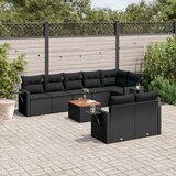 vidaXL 9-dijelni set vrtnih sofa s jastucima crni od poliratana | shoptok.hr