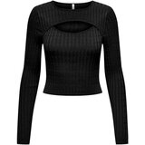 Only Puloverji ONLMEDDI LS CABLE CROP O-NECK CC KNT 15339582 Črna Cene
