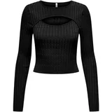 Only Puloverji ONLMEDDI LS CABLE CROP O-NECK CC KNT 15339582 Črna