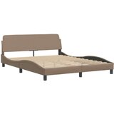  Postelja z vzmetnico kapučino 160x200 cm umetno usnje | Shoptok.si