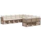vidaXL Vrtna sedežna garnitura 11 pcs Bež poli ratan, (5000272007) | Shoptok.si