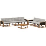  Set vanjskih sofa s jastukom 8 pcs Prirodna i svjetlosiva | shoptok.hr