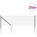 vidaXL Verižna ograja z 13 žeblji 0.8x25 m Galvanizirano jeklo | Shoptok.si