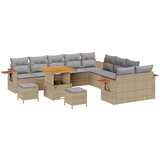 13-delni vrtni sofa set z blazinami, bež, poli ratan, akacija | Shoptok.si