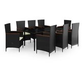 9-dijelni vrtni blagovaonski set s jastucima crni | shoptok.hr