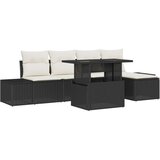 vidaXL Vrtni kauč set Set od 6 Crna Sintetički ratan, Poliester | shoptok.hr