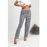 Dewberry 80156 Women Pyjama Bottom-WHITE-NAVY BLUE