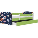 MID.YOU Dječji krevet Dreamy svemir 160x80 sa madracem s ladicom Zelena | shoptok.hr