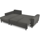 Cosmopolitan Design Temno siva raztegljiva kotna sedežna garnitura s prostorom za shranjevanje iz rebrastega žameta (levi kot/z ležalnikom) Kyoto – | Shoptok.si